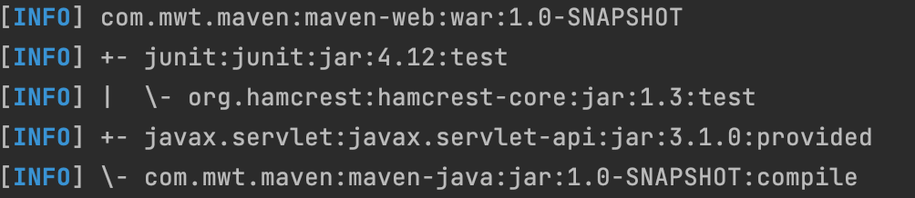 依赖信息树形结构显示